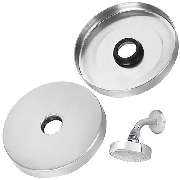 IMPRESA Oversized 4 in Shower Head Escutcheon Plate - Pack of 2 Decorative Brushed Nickel Finish - Tool-Free Install & Oversized Shower Arm Flange - image 1