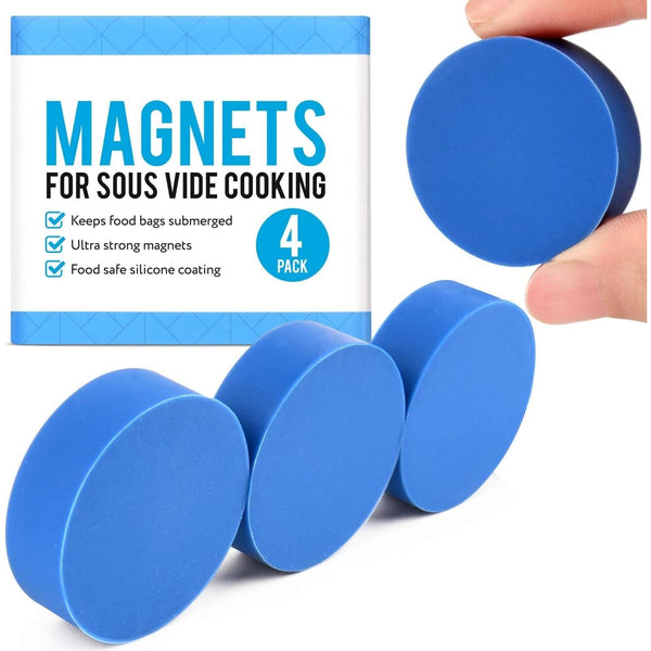 IMPRESA Silicone Sous Vide Magnets Pack of 4 - Blue Secure Bag Submersion & Sous Vide Weights - Food-Grade Silicone & Food Safe Magnets - Universal Container Fit for Kitchen Use - image 1