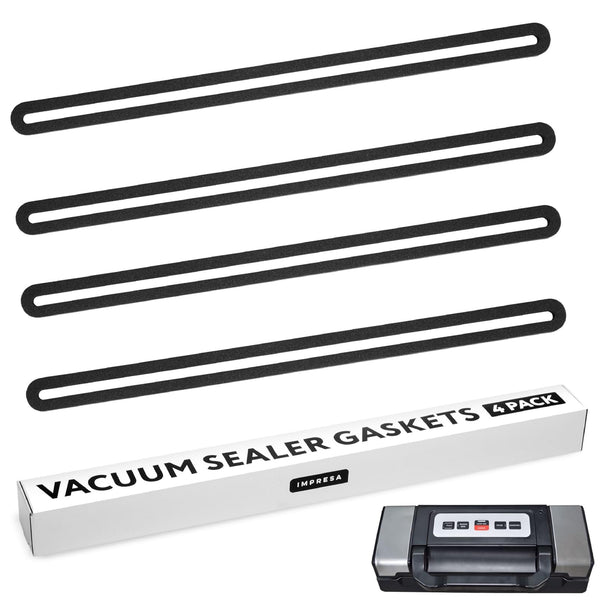 IMPRESA 4-Pack Foam Vacuum Sealer Gaskets - Compatible with Nesco VS-12 - 13-5/8 x 1/4 x 3/8 in Black Silicone - Upper & Lower Replacement Gaskets & Vacuum Seal Gasket Set - Extend Food Freshness - image 1
