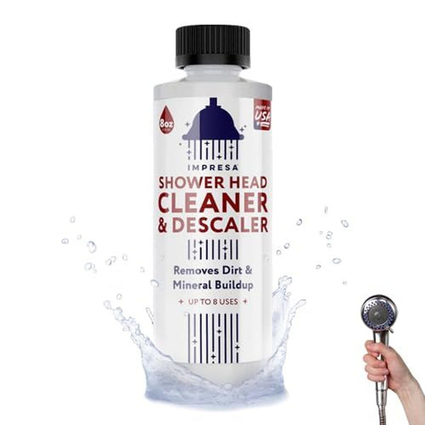 IMPRESA Shower Head Cleaner Solution for Hard Water - 8 fl oz Unscented - Lime Deposit Remover & Descaler for Shower Heads - Restores Water Flow - Made in USA - image 1