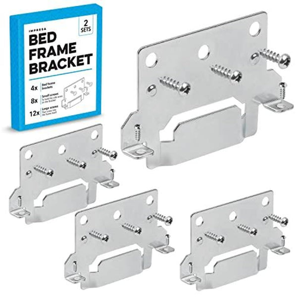 Impresa Bed Frame Bracket Kit 116791 - Rust-Resistant Iron Beam Mounts - Easy Assembly Headboard Bracket - Compatible with IKEA MALM & Skorva Series Headboard Attachment Kit - Pack of 4, King, Silver - image 1
