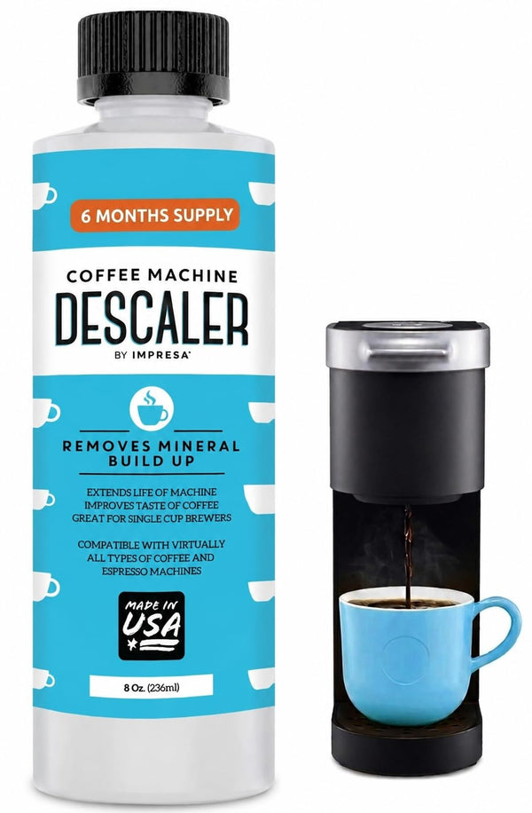 IMPRESA Coffee Machine Descaler (2 Uses Per Bottle) - Made in the USA - Universal Descaling Solution, Compatible with Nespresso, Delonghi and All Single Use Coffee and Espresso Machines - image 1