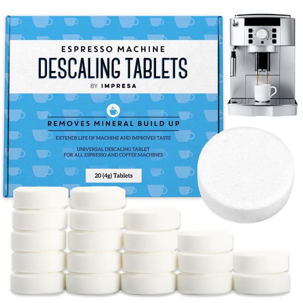IMPRESA Descaling Tablets for Espresso Machine - Compatible with Breville, Jura & Miele Machines - 20 Pack & 4g Tablets - Remove Limescale & Mineral Build-Up - image 1