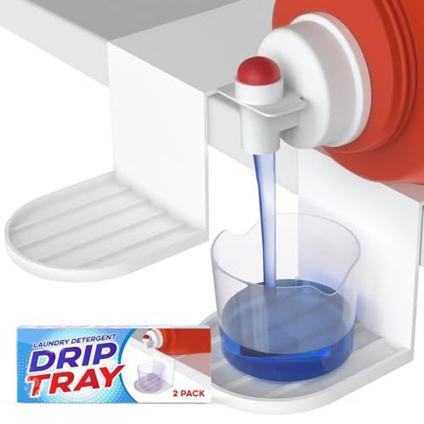 IMPRESA Laundry Detergent Cup Holder & Laundry Drip Catcher - 2-Pack, White Plastic - Slides Under Tub for Universal Detergent Drip Tray & Spill Prevention - image 1