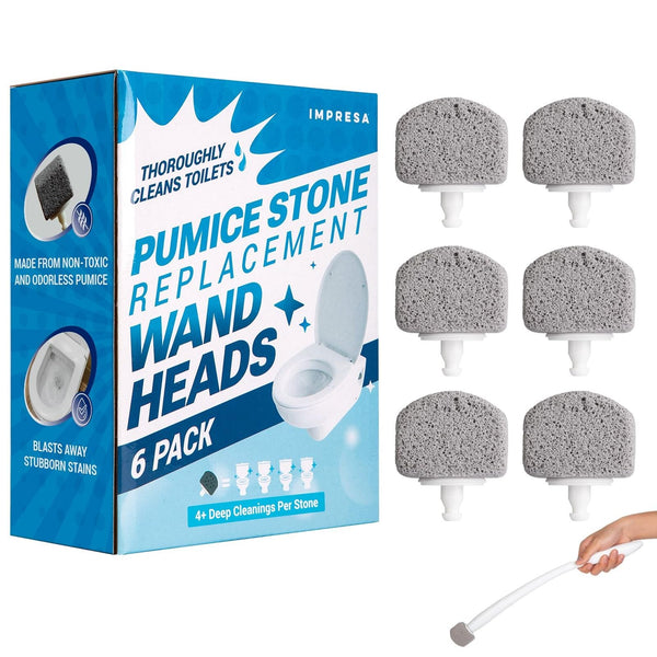 Impresa 6-Pack Pumice Stone Toilet Bowl Cleaner Refill Heads - Compatible with Clorox Toilet Wand Refills - Reusable Natural Stone Scrub Heads for Tough Stains - image 1