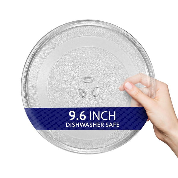 IMPRESA Microwave Glass Plate Replacement - 9.6-Inch Clear Tempered Glass Microwave Tray with 3-Part Coupler & Centerpiece - Compatible with LG, Sears, Kenmore, Emerson & HighPointe - image 1