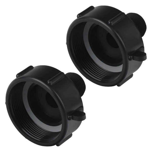 IMPRESA Tote Connector & Adapter - 2-Pack, 2″ NPT/NPS Fine Plastic Thread × 3/4″ Male Garden Hose - Plastic, Black - IBC Water Tank Adapter & Fitting for 3/4" Garden Hose - image 1