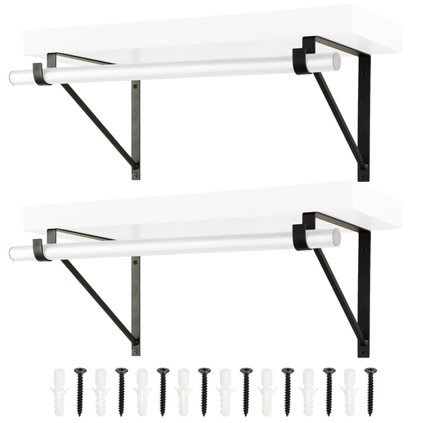 Okuna Outpost Shelving Brackets with Rod Holder for Closet Shelves - 4 Pack, Black Metal, 12.5 x 1 x 9.5 in - Clothes Bar Bracket & Rod Support for Closet Storage - image 1