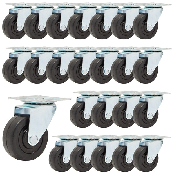 Stockroom Plus 2-Inch Swivel Caster Wheels - Rubber Swivel Casters - Floor-Protecting Furniture Wheels - Easy-Install Chair Rollers with Top Plate - Pack of 24, 2 in, Black - image 1