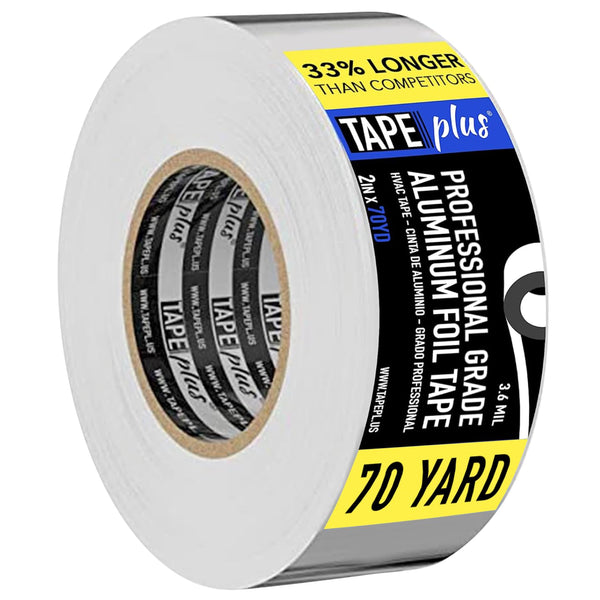 TapePlus Aluminum Foil Tape - HVAC & Ductwork Sealing with HVAC Tape - Metal Ductwork Insulation & Moisture Protection - Heat-Resistant Performance to 250°F - 2 in x 70 yd, Pack of 1, Silver - image 1