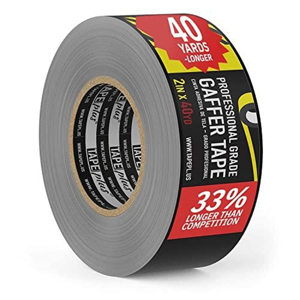 TapePlus Gaffer Tape Roll - Waterproof Adhesive Film - Electrical Cable Management & Floor Marking - Non-Reflective Vinyl Electrical Tape - Residue-Free Removal - 2 in x 40 yd (120 ft), Black - image 1