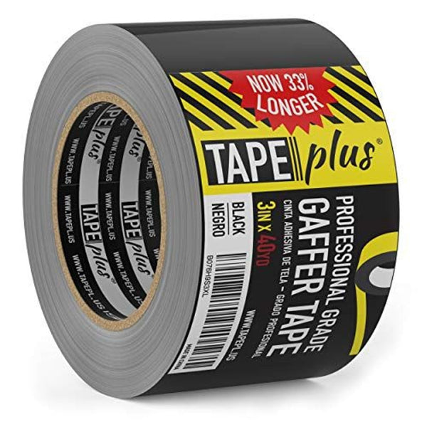 TapePlus Vinyl Electrical Tape - Waterproof Tape for Cable Protection - Wide Vinyl Adhesive for Floor Marking - Binding Adhesive for Book Repair - 3 in, 40 yd, Black - image 1