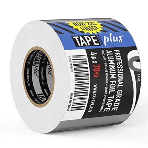 TapePlus Heat-Resistant Aluminum Foil Tape - HVAC Tape Seal - Waterproof Seal for Insulation - Foil Insulation Barrier for Pipes - 4 in x 210 ft Roll, Silver - image 1