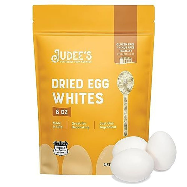 Judee's Gluten Free Dried Egg White Protein Powder - Pasteurized, Gluten-Free & Non-GMO Dried Egg Whites - Whips Fluffy Meringues - 8 Oz - image 1