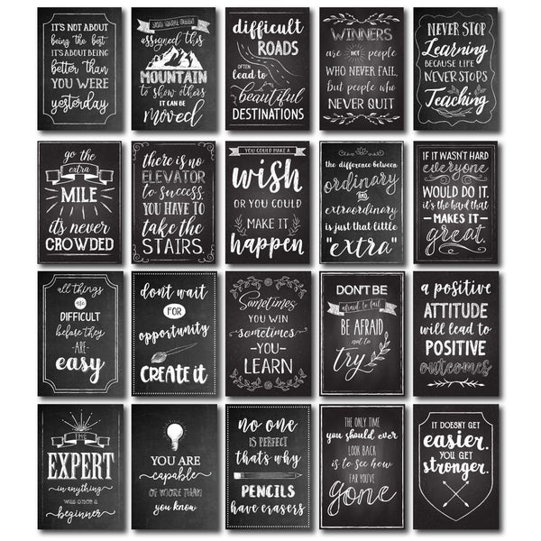 BEST PAPER GREETINGS 20-Piece Motivational Posters Set - Chalkboard Inspirational Wall Decor - Growth Mindset Classroom Posters - Bulletin Board Decoration - 13"x19", Pack of 20 - image 1