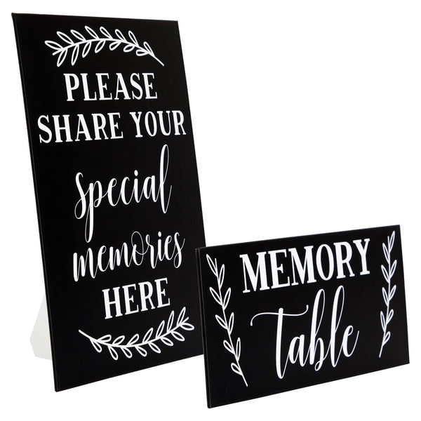 Juvale Rectangular Memory Table Signs - Easel for Funeral Signs & Service Accessories - Celebration of Life Decorations for Memorial Service - Funeral Memory Table Display - Pack of 2, 9x4 & 11x8.5 in - image 1
