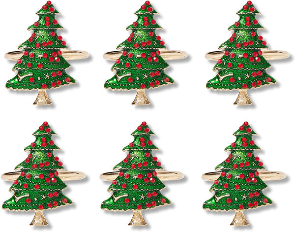 Farmlyn Creek Christmas Tree Napkin Ring Set, Holiday Home Décor (1 x 2 in, 6 Pack) - image 1