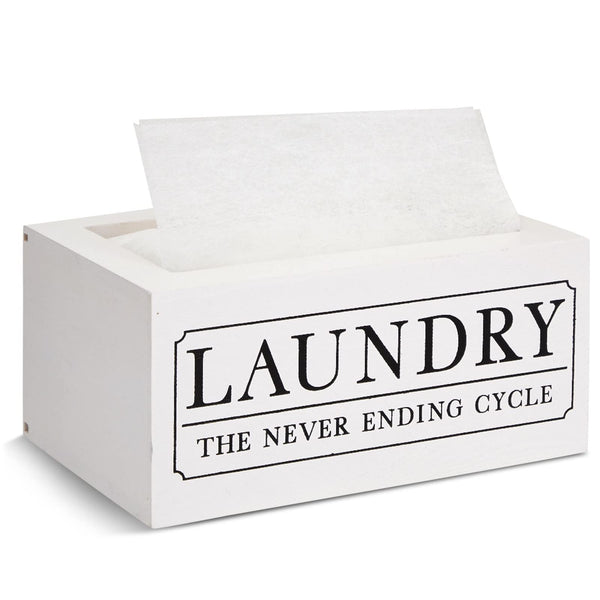 Farmlyn Creek Wood Dryer Sheet Holder - Farmhouse Laundry Pod Holder & Dryer Sheet Box Cover - Hinged Lid Organizer Box - Room Decor & Laundry Room Organization - White, 8 x 5 x 4 in, 120 Count - image 1