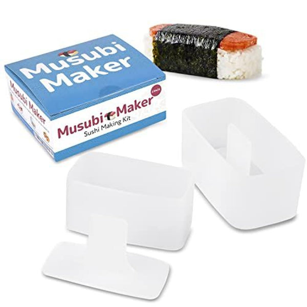 IMPRESA Musubi Maker Kit - Non-Stick Musubi Press & Rice Press Mold - Versatile Rice Mold for Onigiri & Sushi Bites - Food-Safe BPA-Free Plastic for Sushi Making Kit - Pack of 2, Medium, White - image 1