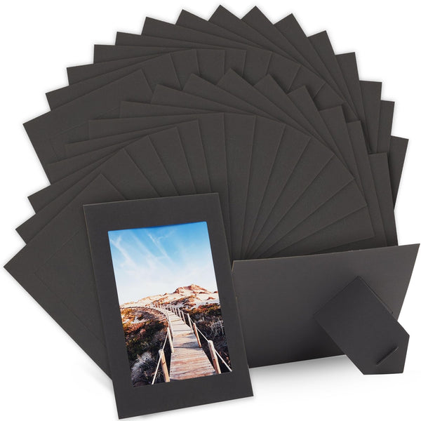 Juvale Paper Picture Frames 100 Pack Black 4x6 - Cardboard Photo Easels for DIY Projects, Classroom Crafts, Kids Art Displays, Party Decorations, Photo Booth Props, Scrapbooking, and Event Keepsakes - image 1