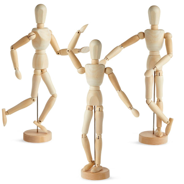 Le Juvo Wooden Drawing Mannequin - Pack of 3, 13 in - Flexible Joints for Figure Drawing - Ideal for Art Supplies & Craft Projects - Versatile Artist Mannequin Figure for Art Painting - image 1