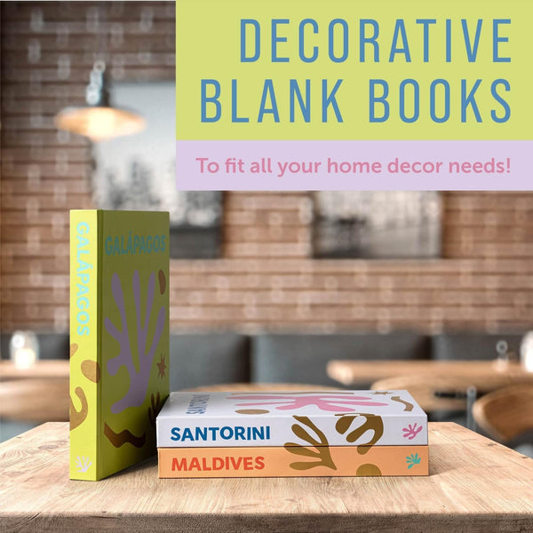 Maplefield XL Travel-Themed Blank Book Set - Multicolor, Pack of 3 - Travel-Inspired Accent for Bookshelves & Coffee Table Decor - Gold-Trim Hardcovers & Coffee Table Books - Blank Pages & Writing Set - image 1