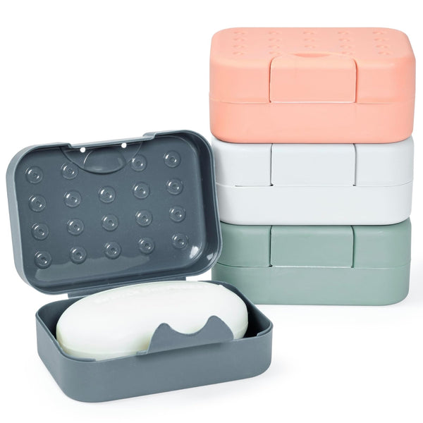Okuna Outpost Bar Soap Travel Case - 4-Pack, Multicolor, 4.5 x 3.3 x 1.8 in - Snap-Close Portable Holder & Container - Travel Soap Case Pack for Camping & Gym - image 1