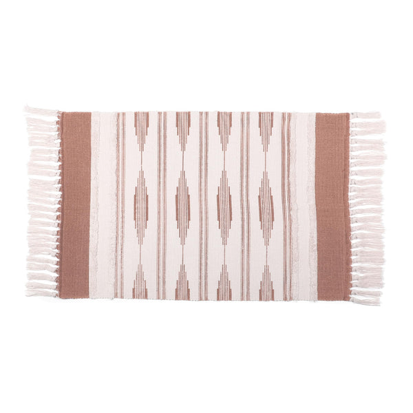 Okuna Outpost Bathroom Rugs - Bohemian Bath Rug with Tassels & Low Pile - Washable Cotton Bath Mat & Shower Rug - Bohemian Decor - 23.6 x 35 Inches, Brown, Rectangular - image 1