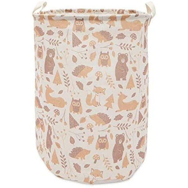 Okuna Outpost Collapsible Woodland Nursery Laundry Hamper - Waterproof Canvas Storage Bin - Easy-Carry Hamper with Lid - Woodland Animal Toy Storage - 15.7 x 15.7 x 19.7 in, Multicolor - image 1