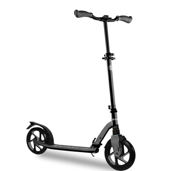 Lascoota Adult Kick Scooter - Black, 264 lb Capacity - Foldable Commuter Scooter for Adults with Front Suspension - Wear-Resistant Wheels & Adjustable Handlebar Height - image 1