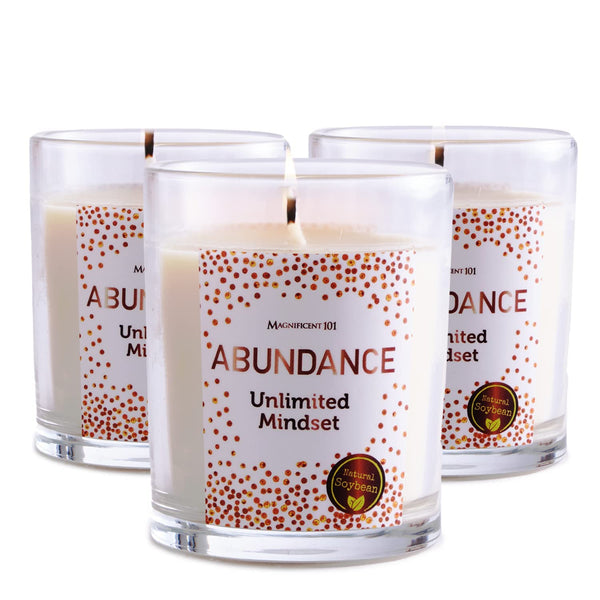 MAGNIFICENT 101 Abundance Mindset Smudge Candle Set - 3.5 Oz Each (3 Pack) - Abundance Unlimited Mindset - 42 Hr Burn for Energy Cleansing & Manifestation - image 1