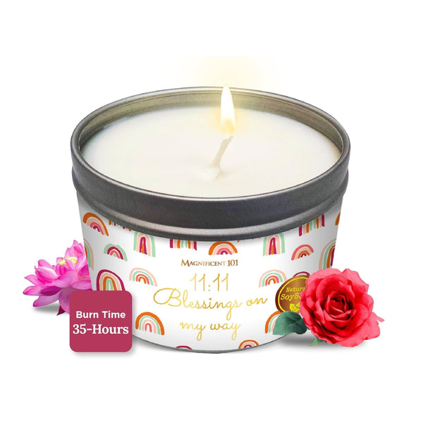 MAGNIFICENT 101 Long-Lasting Affirmation Tin Soy Wax - 6 Oz - 35-Hour Burn - Sage & Palo Santo Scent - Energy Cleansing & Manifestation - image 1