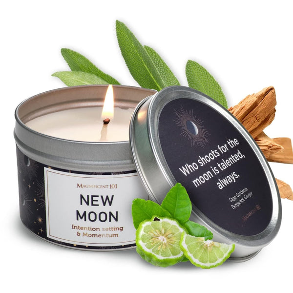 MAGNIFICENT 101 Moon Sage Aromatherapy Candle - 6 Oz White Soy Wax - 35 Hour Burn - Energy Cleansing & Manifestation - image 1