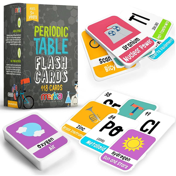 merka Periodic Table Flashcards for Kids - 118 Multicolor Cards, Laminated & Water-Resistant - Element & Chemistry Study Cards for Ages 5+ - STEM Learning Tool - image 1