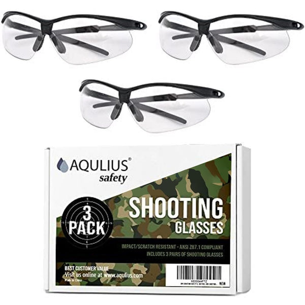 Aqulius Ballistic Protective Eyewear - Lightweight Shooting Range Glasses - Scratch-Resistant Lenses & Eye Protection for Shooting - Unisex Fit & Range Eye Protection - 3-Pack, Black/Clear - image 1