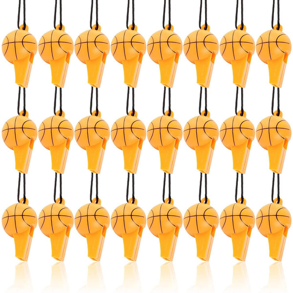 BLUE PANDA Basketball Whistles - Durable Sports Shaped Whistle - Kid Party Favors - Referee Party Favors & Basketball Skills Drills - Pack of 24, 2.25 in - image 1