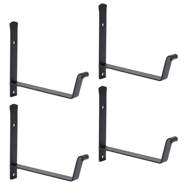 4 Pack Window Box Brackets, Flower Box Brackets for Railings, Fence, Balcony (Black) - image 1