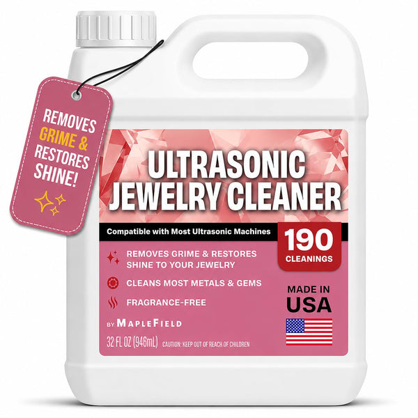 Maplefield Ultrasonic Jewelry Cleaner Solution 32oz – Concentrated Professional Jewelry Cleaning Formula for Ultrasonic Machines, Safely Removes Dirt, Grime & Tarnish from Gold, Silver & Gemstones - image 1