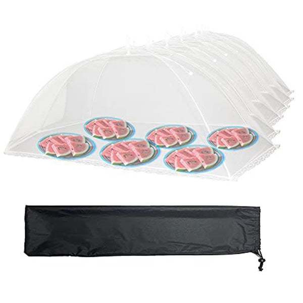Simply Genius Pop-Up Mesh Food Covers for Outdoors - 6 Pack Extra Large 39" x 24", White, Collapsible & Reusable - Buffet Food Covers & Bug-Net Tent for Picnic, Party & Camping - image 1