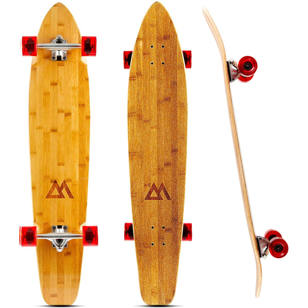 Magneto Kicktail Longboard Skateboard - 70mm 78A Wheels for Rough Road Longboard - High Profile Skateboard Deck for Stable Carving - Cruiser Board for City Commutes - 44 in x 9 in, Red - image 1