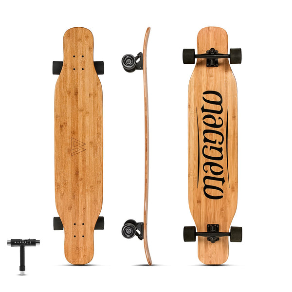 Magneto Dancer Longboard Skateboard - Smooth Carbon Fiber Cruiser Board - Kicktail Longboard Deck for Tricks, Smooth Turns - 46" x 9.5", Bamboo, 70mm Wheels, 7" Trucks - image 1