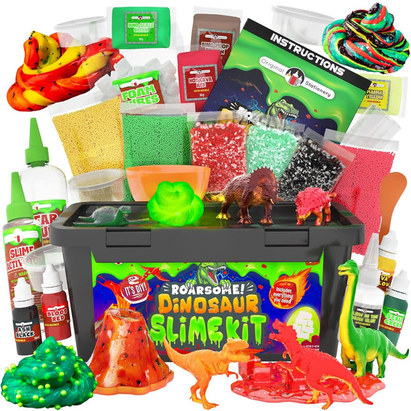 Original Stationery Dinosaur Slime Kit for Boys, DIY Glow-in-The-Dark Slime Set with Lava, Blood & Dino Poop, Fun Sensory Play Activity with Glitter Formula, Birthday Gift - image 1