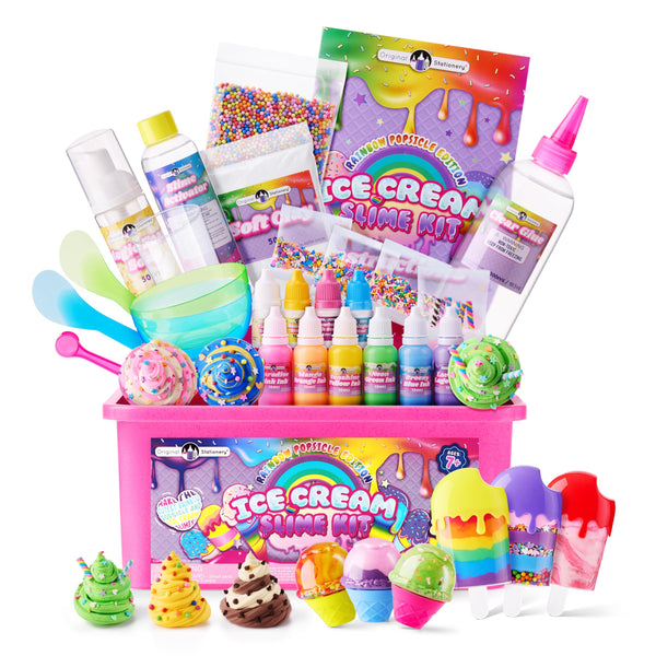 Original Stationery Ice Cream Slime Kit Rainbow Popsicle Edition – All-in-One DIY Slime Making Kit with Glue, Activator, Sprinkles, Bowls & Mixers, Perfect Gift for Kids & Girls Creative Play - image 1