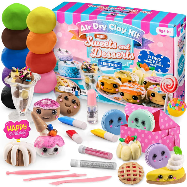 Original Stationery Air Dry Clay Dessert Kit for Ages 7+ - 10 Colors, 30+ Pieces, Sweets & Desserts - DIY Set, Mini Food DIY & Clay Decorating Kit - image 1