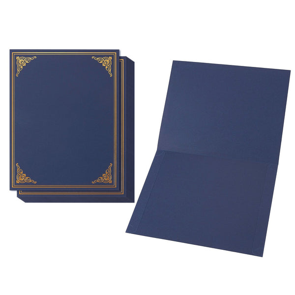 Certificate Holder, Diploma Cover (12-Pack) - Elegant Document Covers for Award Certificates (Blue/Gold) - Fits Size A4 Documents (21.0 x 29.7 Centimetres) - image 1