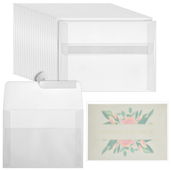 Best Paper Greetings Transparent Vellum Envelopes - Peel & Press Square Vellum Envelope Flap - Wedding Invitations & Thank You Notes - A7, Pack of 25 - image 1