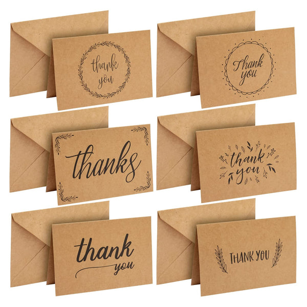 BEST PAPER GREETINGS Rustic Thank You Cards with Envelopes - 36-Pack, 4 x 6 In, Brown Kraft Paper - Thank You Postcards & Envelopes for Weddings & Baby Showers - image 1
