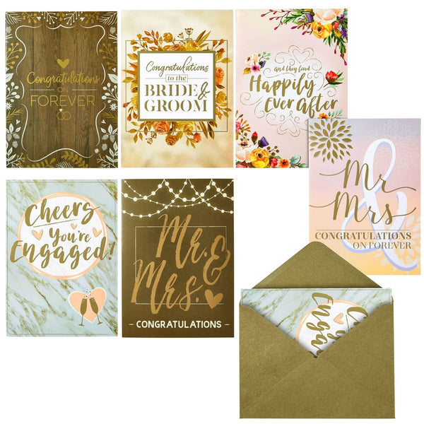 Best Nest Wellness Wedding Cards Variety Set - 36 5 x 7 In Cards - 6 Rustic Designs With Olive Green Envelopes - Engagement & Wedding Congratulations Collection - image 1