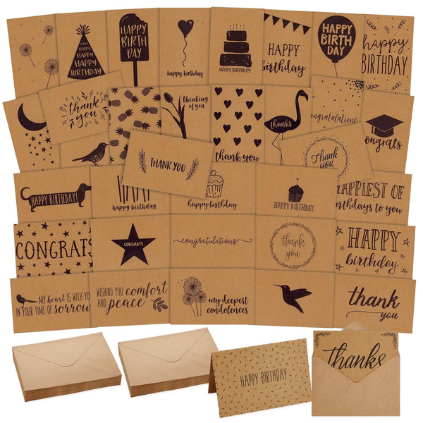 Best Paper Greetings Blank Cards & Envelopes Assortment - 36-Pack, 4 x 6 In Kraft Paper - Card Assortment Pack for All Occasions & Mixed Designs - image 1