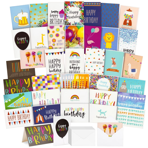 BEST PAPER GREETINGS Birthday Cards - Assorted Birthday Cards Blank Inside - Blank Note & Envelope Pack - 4x6 in, Pack of 36, Multicolor - image 1